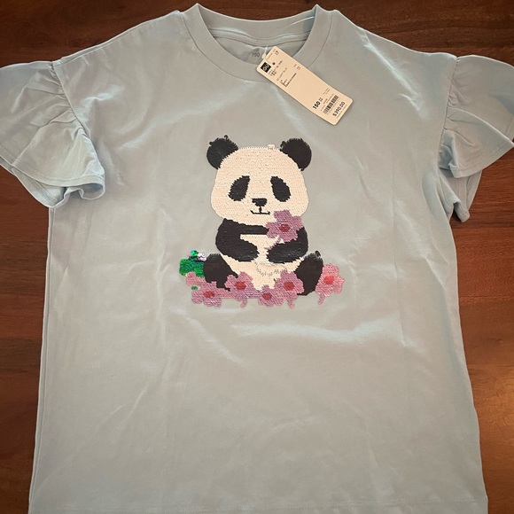 Panda flippy short sleeve ruffle shirt size 12 - Picture 1 of 8